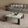 Mesa de Centro de Madera Maciza con Mármol Soporte Estilo Chino Patas de Soporte Redondas Mesa Auxiliar Pequeña de Lujo Ligero Patas de Mesa Estilo Vintage