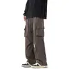 Calça cargo reta de bolso grande estilo americano da moda, unissex, outono vintage, corte solto, calça casual moderna e versátil
