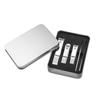 Cortaúñas de acero inoxidable de alta calidad, herramientas para manicura y pedicura, tijeras para piel muerta, cortaúñas, cuchillo para pedicura, caja de aluminio, juego de 5 piezas