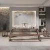 Mesa de Té Estética Dinastía Song Cama Arhat Combinación Estilo Chino Oficina Casa de Té Cabina de Madera Maciza Recepción de Lobby Mesa y Sillas para Preparar Té