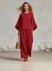 Traje casual de dos piezas holgado estilo europeo, top elegante de manga siete, pantalón de pierna ancha, ropa casual multicolor para mujer