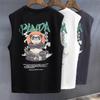 Camiseta sin mangas de verano para hombre Marca de moda estilo nacional para hombre Ins Chaleco deportivo de manga corta para entrenamiento Chaleco holgado para hombre