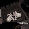 Pendientes Yuji con gemas de perlas y lazo de colores, con forma de sirena y disco de burbuja, con cuentas de circonita