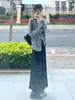 3637# Suéter de Punto Hueco de Manga Larga para Mujer Verano Nuevo Casual Holgado Versátil con Abertura Protector Solar Blusa Top de Moda