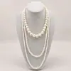 Collar multicapa de perlas artificiales vintage europeo y americano para mujer, estilo largo, adecuado para superponer, elegante y versátil, perfecto como accesorio para vestidos y como cadena para suéter