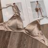 Sexy Transfronteiriço Sensação de Alta Qualidade Francês Fino Sem Marcas Cetim Sem Aros Sutiã Peito Grande Pequeno Conjunto de Lingerie Confortável