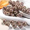 Tarjeta de 16 cuentas acrílicas chapadas en color, cuentas pintadas a mano, óvulo, pulsera de bricolaje, cuentas sueltas, cadena para teléfono móvil, accesorios para coche
