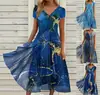 Transfronteiriço 2022 transfronteiriço Europa e Estados Unidos verão novo feminino vestido urbano lazer moda malha costura feminino