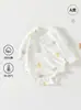 Mameluco de algodón puro Clase A para bebé, sin costuras, ropa de dormir básica para primavera y otoño para recién nacidos, traje de triángulo unisex para gateo de bebé, manga larga