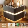 Mesa de Cabeceira Inteligente Moderna Simples Madeira Maciça com Luz Quarto Luz Luxo Multifuncional Carregamento Sem Fio Bluetooth Armário de Cama Inteligente