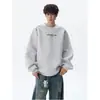 Moletom crew neck bordado tie-dye estilo americano para homens, top casual de caimento justo para o outono, camiseta básica moderna de modelagem solta