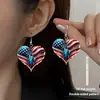 Aretes Acrílicos de Bandera Americana, 6 Pares para Mujer, Diseño Patriótico Plano 2D con Águila, Cereza, Toro, Flor y Corazón