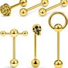 Aço inoxidável Clássico Língua Stud 6 Piece Set Amazon Hot Selling Straight Rod Misto 5 Cores Opcional Língua Anel Piercing Jóias