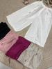 Calça Casual de Linho Feminina Verão Artística Retro Solta Emagrecimento Cor Sólida Elegante Perna Larga Oito Pontos Reta 3669