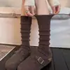 Calcetines de lana para pantorrilla Zhejingjia para mujer, calcetines largos de otoño e invierno, cálidos y gruesos, serie de color café melange, calcetines holgados de cachemira
