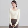 Ropa de Yoga de Nuevo Estilo para Mujer, Tops Elegantes Adelgazantes con Almohadillas en el Pecho, Ropa Profesional de Entrenamiento Pilates Fitness, Manga Larga para Mujer