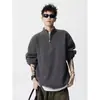 Suéter Americano con Media Cremallera para Hombre Estilo Coreano Holgado Cuello Alto Tejido de Punto Oversize Color Sólido Versátil Jersey