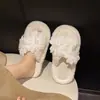 Girasol de Hada Plano Hogar Estilo Versátil 2026 Nueva Moda Otoño Invierno Pantuflas Peludas Cruzadas para Mujer