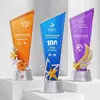 Troféu de premiação de fábrica, painel inclinado transparente colorido personalizado, estrela de cinco pontas para reunião anual, cúpula, reconhecimento, impressão e gravação personalizáveis