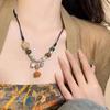 Collar de cerámica con cuentas de estilo antiguo de sueño borracho para mujer 2023 nuevo collar de cuerda trenzada retro de estilo chino cadena para clavícula