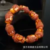 Pulseira de cera de abelha âmbar antiga atacado de fábrica pulseira de cera velha pimenta de sangue pulseira brave com escultura