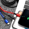 Cabo de Dados Rápido Um para Três Cabo de Carregamento Três em Um Trançado de Nylon Cabo de Dados para Celular e Tablet 2A
