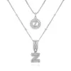 Collar con Colgante de Letra Inicial A-Z Transfronterizo Europeo y Americano Moda Personalidad Doble Capa Letra Colgante de Diamante Cadena de Clavícula