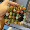 Pulseras Redondas de Ágata Colorido Verde Pavo Real al por Mayor para Hombres y Mujeres, Pulseras de Jade, Ágata Roja y Verde