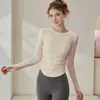 Conjunto de Yoga Feminino para Outono e Inverno, Novo Top de Manga Longa, Alta Elasticidade, Modelador, Redutor de Rugas, Conjunto Esportivo, Roupa Fitness para Pilates ao Ar Livre