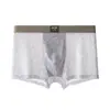 Roupa Íntima Masculina Antibacteriana de Seda de Gelo Refrescante Verão Ultra-fina Respirável Extrato de Ostra Boxer Ajustado Casual Esportivo Masculino