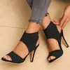 Sapatos femininos plus size 36-43 41 Europeus e Americanos vazados salto alto feminino 42 sandálias sexy peep toe salto fino sapatos romanos tecidos fly