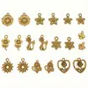 Luxo Leve Aço Inoxidável Flor Dourada Girassol Flor de Cerejeira Trevo de Quatro Folhas Pingente DIY Colar Pulseira Acessórios de Joias