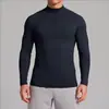 Top deportivo transpirable de secado rápido para hombre, con media cremallera y cuello alto, para exteriores, protección solar, ropa de fitness, corte ajustado, manga larga
