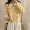 Cárdigan de punto con solapa y bordado floral de estilo suave para mujer, nuevo abrigo de otoño e invierno de alta gama con cuello de muñeca