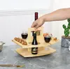 Bandeja de Madeira Portátil Piquenique Frutas Lanche Nozes Porta Taça de Vinho Madeira Maciça Rack de Comida Festa Reunião