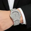 Comercio Exterior Transfronterizo Más Vendido Moda Cielo Estrellado Strass Calendario Reloj de Cuarzo Estilo Hip-Hop Completo de Diamantes Reloj de Correa de Acero para Hombres y Mujeres