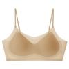 Simples Ultrafino Respirável Confortável Roupa Íntima em U para Costas Bonitas Feminina Bojo Integrado Fixo Sem Aro de Aço Regata Camisete de Decote Redondo