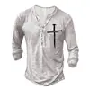 Camiseta de Manga Larga para Hombre de Comercio Exterior Europeo y Americano Transfronterizo Modelo Más Vendido con 7 Botones y Estampado Digital 3D Moda Casual Ropa para Hombre