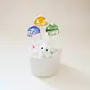 Zibo vidriado de colores adornos pequeños hechos a mano hoja de loto brotes de loto hongo rocío de lluvia maceta manualidades decorativas de escritorio