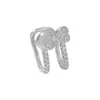 Arete Lateral de Corazón Brillante Atmosférico, Clip para Oreja de Doble Capa con Forma de Corazón Dulce y Elegante Estilo Coreano y Japonés, Sin Perforación