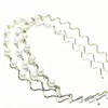 Diadema de Alambre de Acero Estilo Coreano con Perlas y Pedrería Ondulada, Diadema Delgada de una Sola Capa Moda y Sencilla, Pasador para la Frente para Lavarse la Cara y Maquillaje