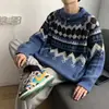 Suéter masculino folgado estilo Hong Kong, jaqueta de tricô estilosa de marca da moda para homens, versão coreana de outono, tricô retrô versátil