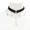 Collar de cadena de clavícula de terciopelo con colgante de luna negra, a la moda, versátil, para joyería transfronteriza europea y americana
