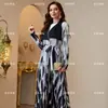Casaco longo estilo europeu luxo leve estilo pintura a tinta plissado cor gradiente contraste lapela roupão comércio exterior vestuário feminino suporta personalização