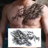 Venda Direta de Fábrica Adesivos de Tatuagem de Buda Três Lados, Dragão à Prova d'Água de Longa Duração Cabeça de Dragão Ombro a Ombro Dragão Letras Inglesas Adesivos de Peito, Tatuagem de Flor no Peito