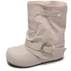 Botines gruesos versátiles para adelgazar, que aumentan la altura para mujer, otoño 2026, botines de tobillo con tacón de bloque para pantorrilla ancha