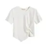 Camiseta de Algodão Puro com Manga Curta e Ombro Normal para Mulheres, Nova Coleção Verão 2026, Item Mais Vendido, Top de Verão Único e Bonito