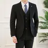 Conjunto de Terno Masculino Novo de Três Cores com Botão Único Conjunto de Terno para Trabalho e Casamento Conjunto de Traje de Casamento de Três Peças