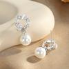 Pendientes de plata de ley S925 de lujo ligeros, pendientes de perlas con forma de corona de hadas de ensueño, pendientes de perlas con flores de moda francesa