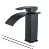 Grifo de Lavabo de Cascada Negro Personalizado Transfronterizo Grifo para Lavabo de Baño Caliente y Frío Grifo para Lavabo de Encimera Agua en Cascada